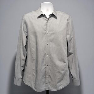 Calvin Klein Infinite Men's Gray Geo Print Long Sleeve Button Up Shirt M